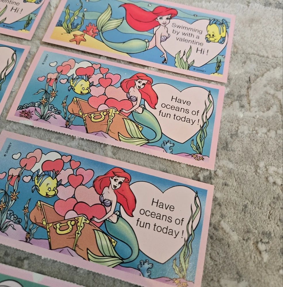 9 Vintage 1990s Disney The Little Mermaid Valentine's Day Cards With Envelopes